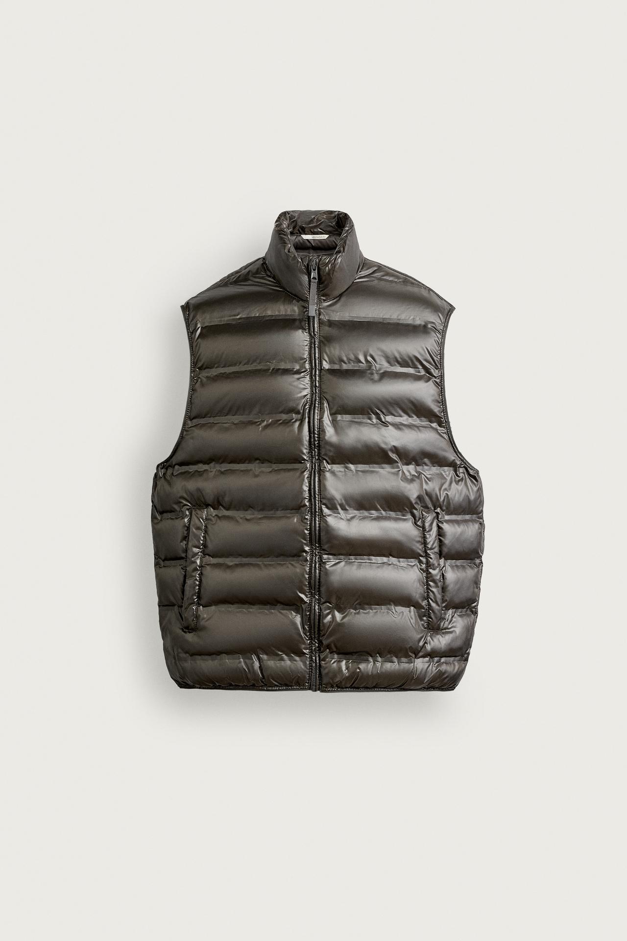 LIGHTWEIGHT WATER REPELLENT PUFFER VEST — Khaki
