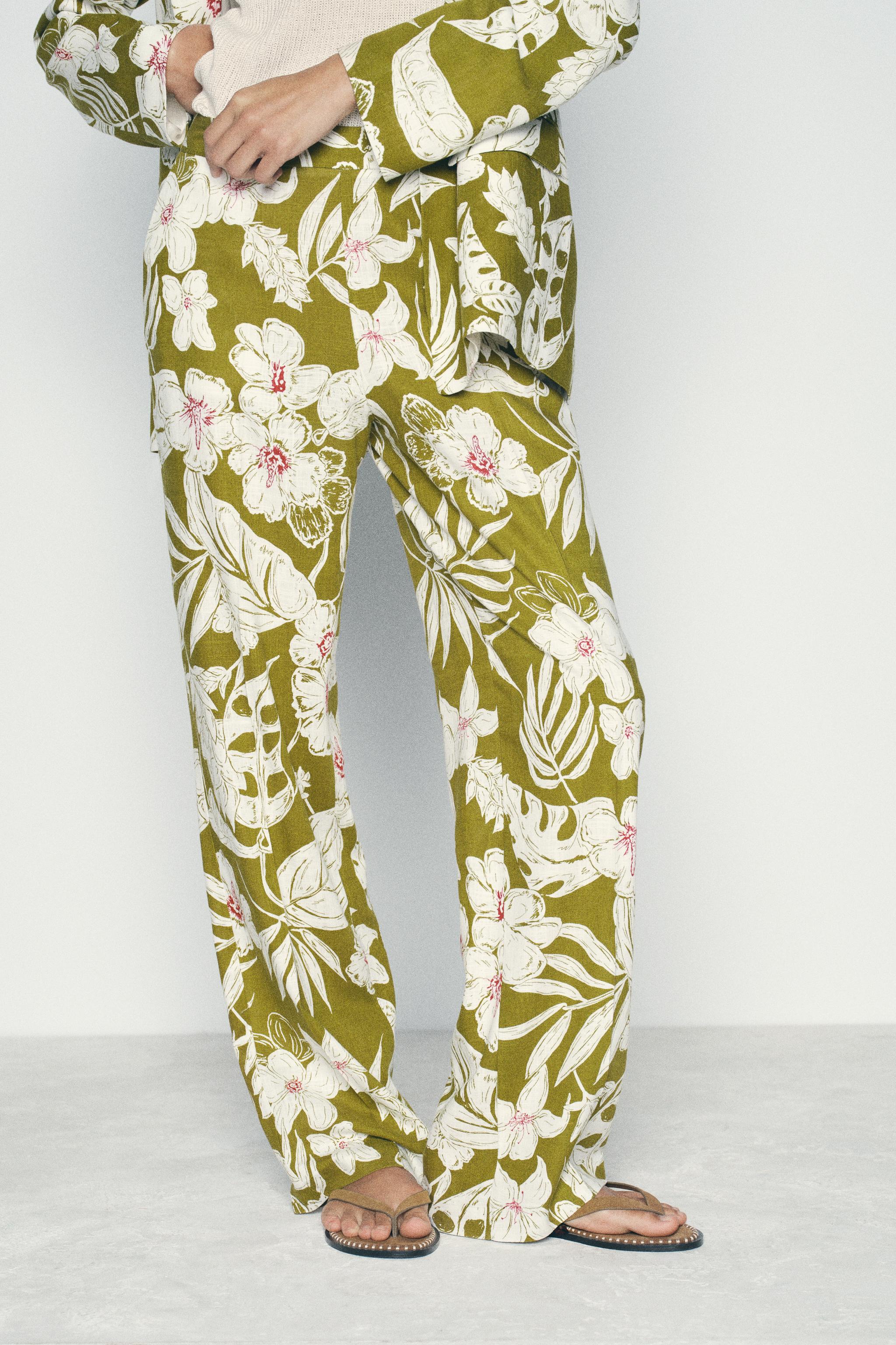 Floral print pants zara online