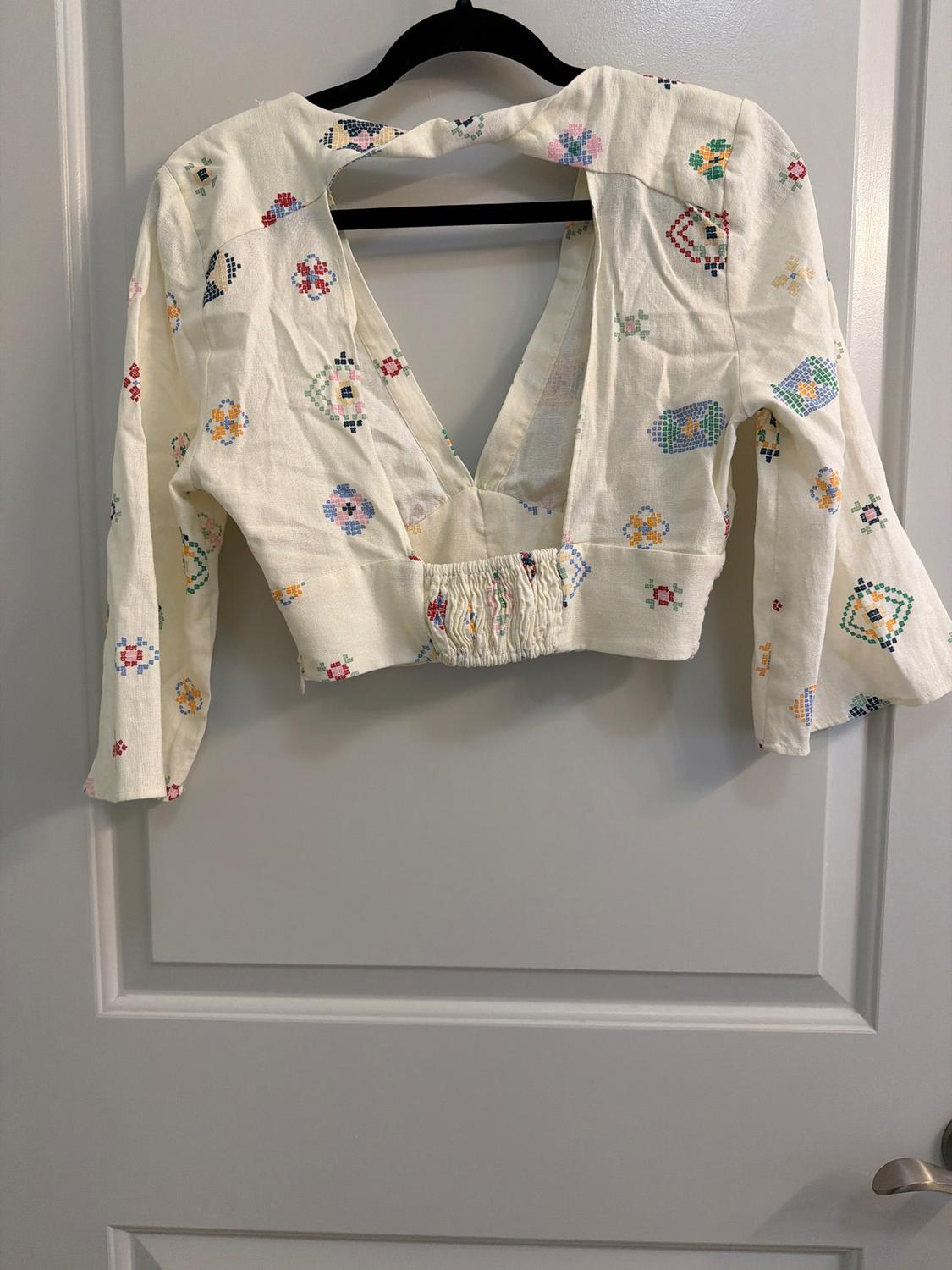 LINEN BLEND PRINTED TOP - Image 2