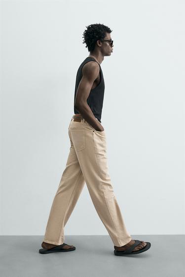 COTTON-HEMP LIGHTWEIGHT JEANS - Beige marl by Zara - Image 5