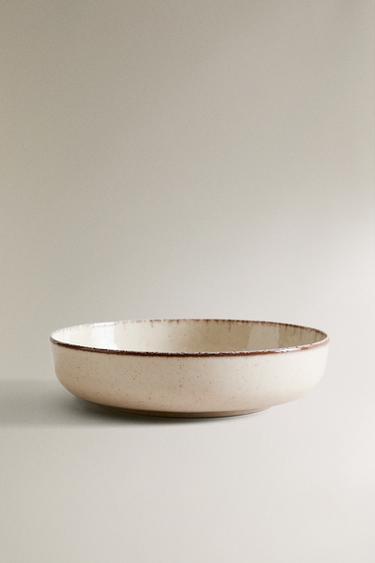 ΠΟΡΣΕΛΑΝΙΝΟ ΒΑΘΥ ΠΙΑΤΟ ΜΕ ΧΕΙΛΟΣ ΣΕ ΠΑΛΑΙΩΜΕΝΗ ΟΨΗ - Ανοιχτό εκρού του Zara