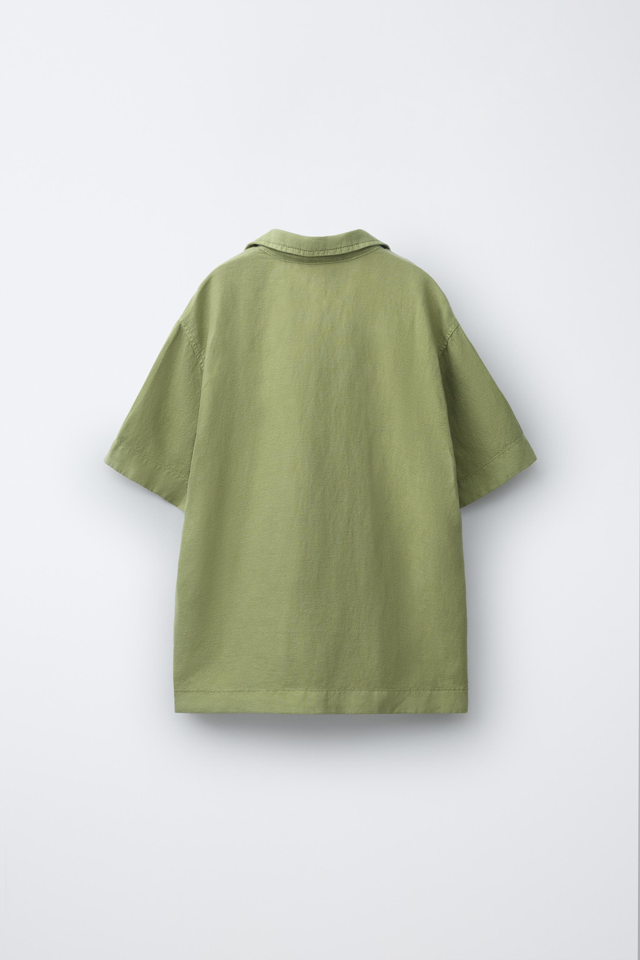 FLUID LINEN BLEND SHIRT - Olive green | ZARA United States