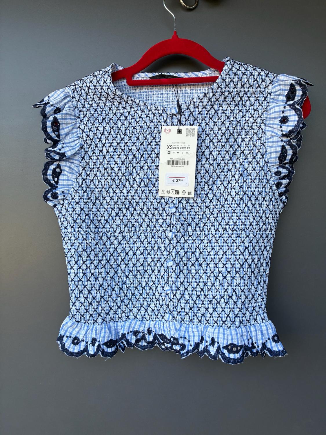 CHECKED SMOCKED TOP - Image 2