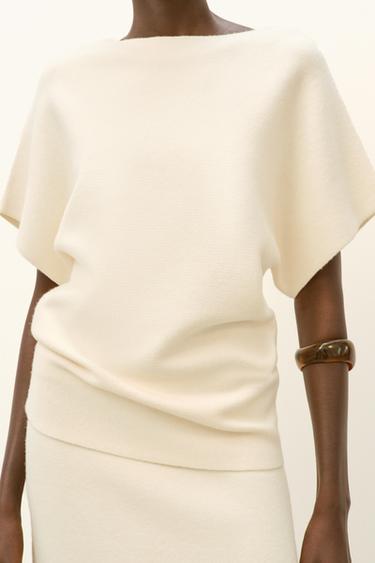 KNIT JUMPER WITH WIDE SLEEVES - Ecru by Zara