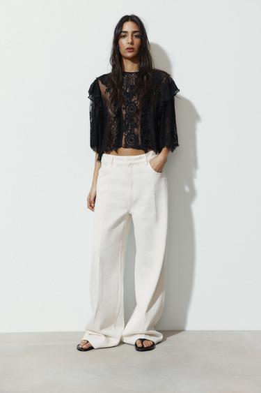 ZW COLLECTION LACE SHIRT - Black by Zara