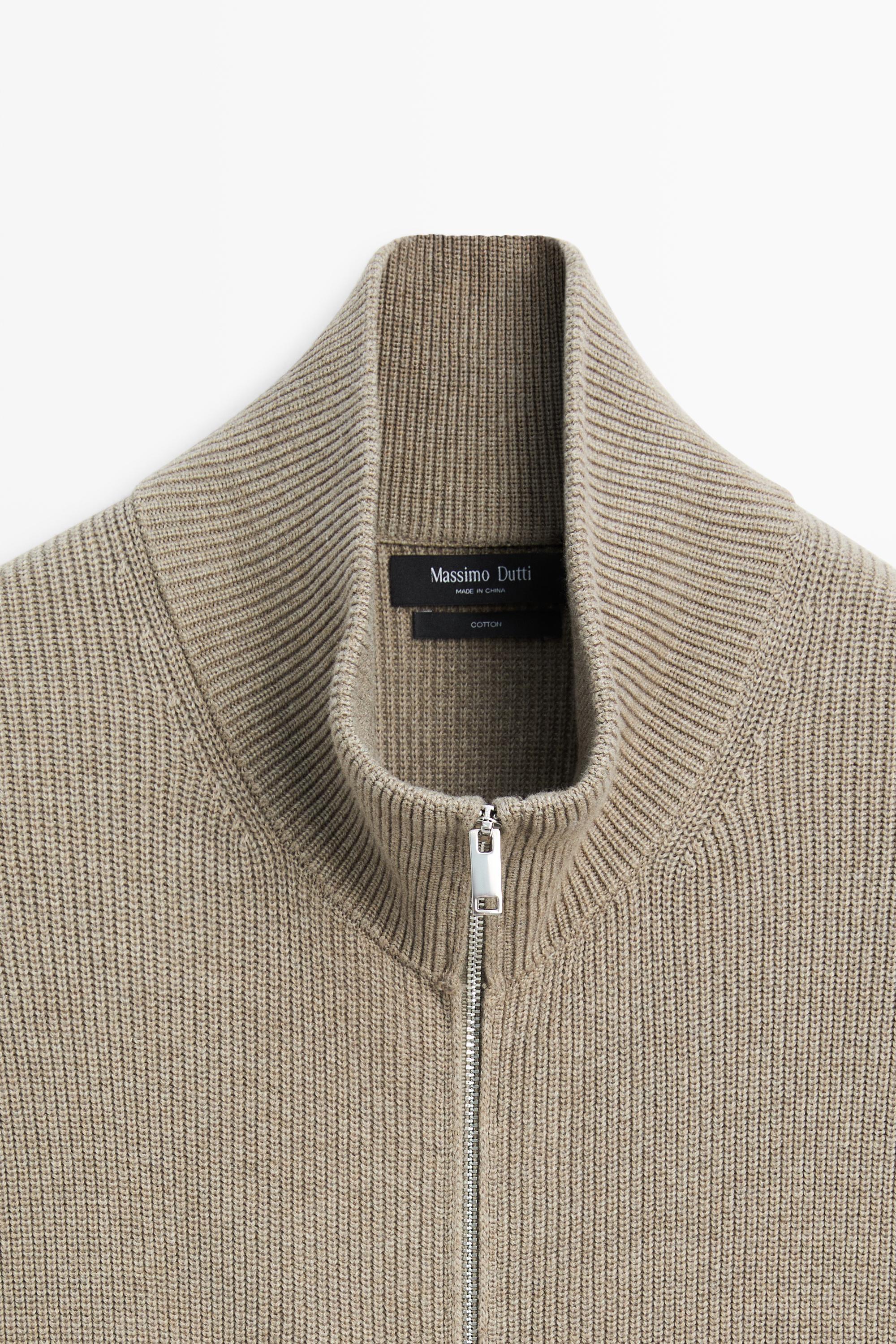 100% cotton ribbed knit cardigan