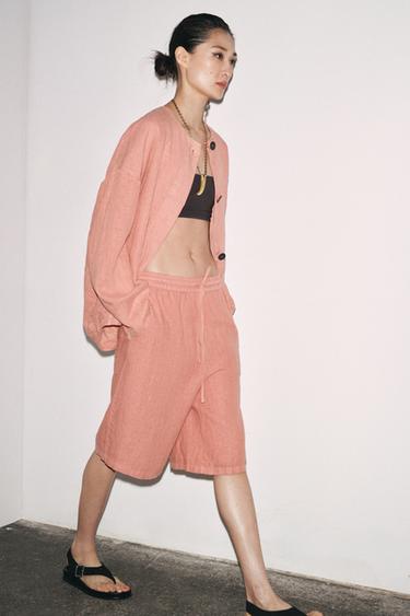 BERMUDA LONG 100 % LIN ZW COLLECTION - Rose de Zara - Image 1