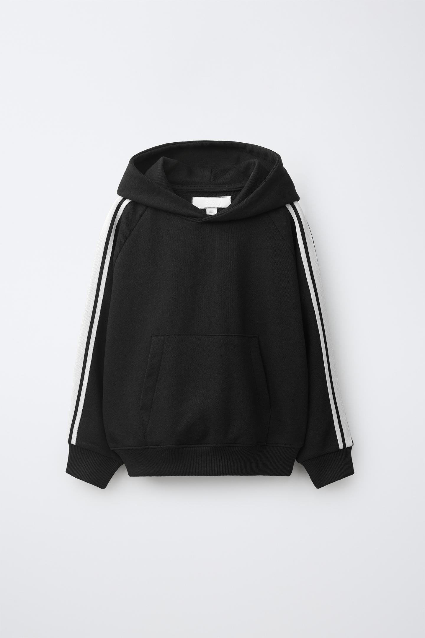 Детский комплект Zara Hoodie and Side-Stripe Pants Set, цвет: Чёрный — фото 2