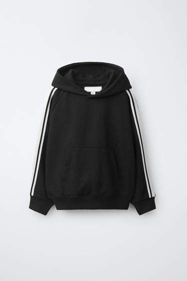 HOODIE AND SIDE-STRIPE PANTS SET — Black 2