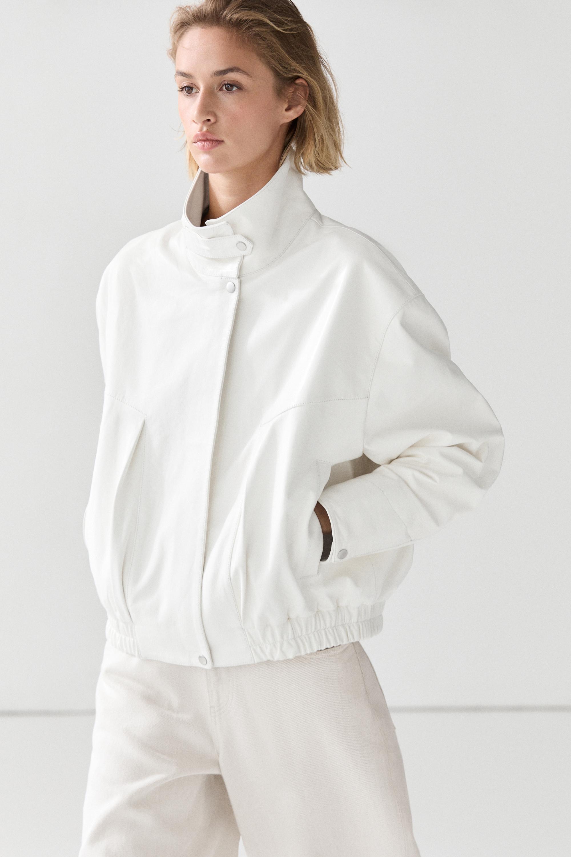 Veste bomber en cuir nappa