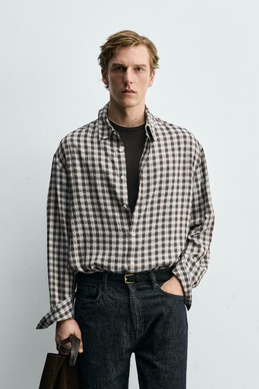FLOWING CHECK SHIRT - Brown by Zara