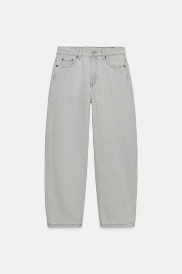 JEANS ZW COLLECTION TAPERED TIRO MEDIO - Gris de Zara