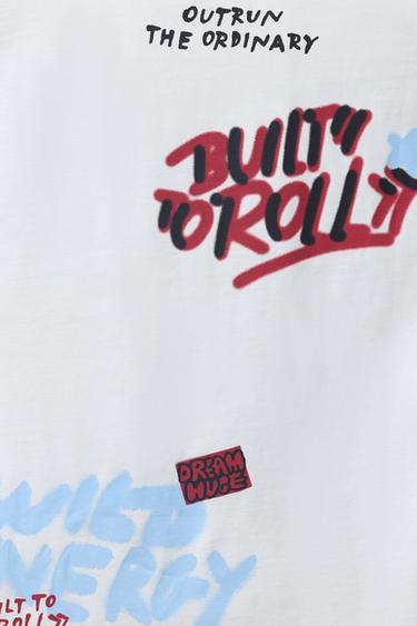 T-SHIRT WITH RAISED PRINT - White by Zara - Image 3