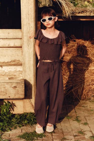 QUẦN BARREL VẢI LINEN - Màu nâu từ Zara