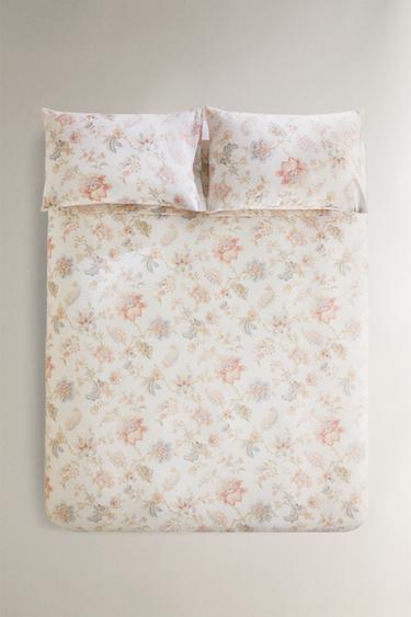 HOUSSE DE COUETTE SATIN IMPRIMÉ FLEUR - Écru de Zara - Image 0