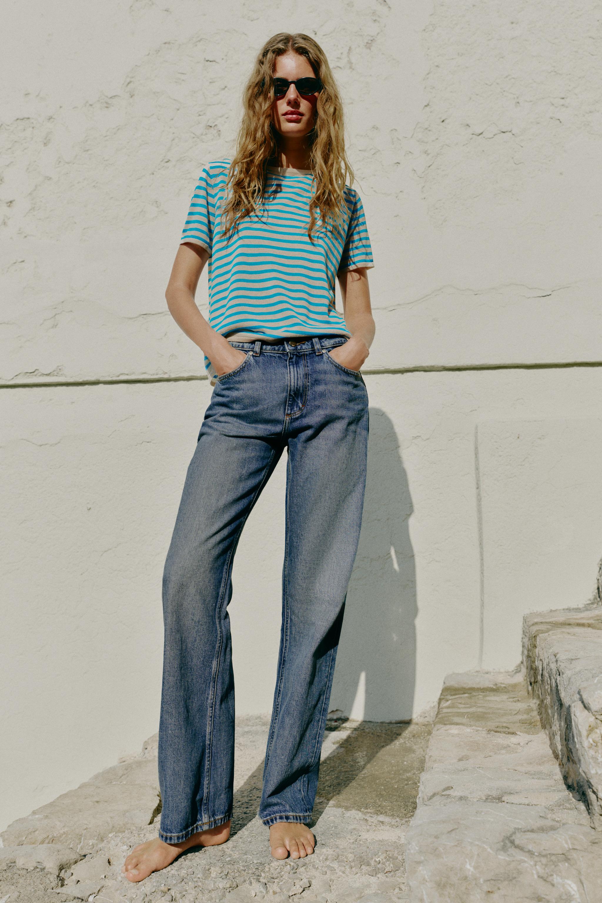 Z1975 HIGH WAIST STRAIGHT LONG LENGTH JEANS - Mid-blue | ZARA