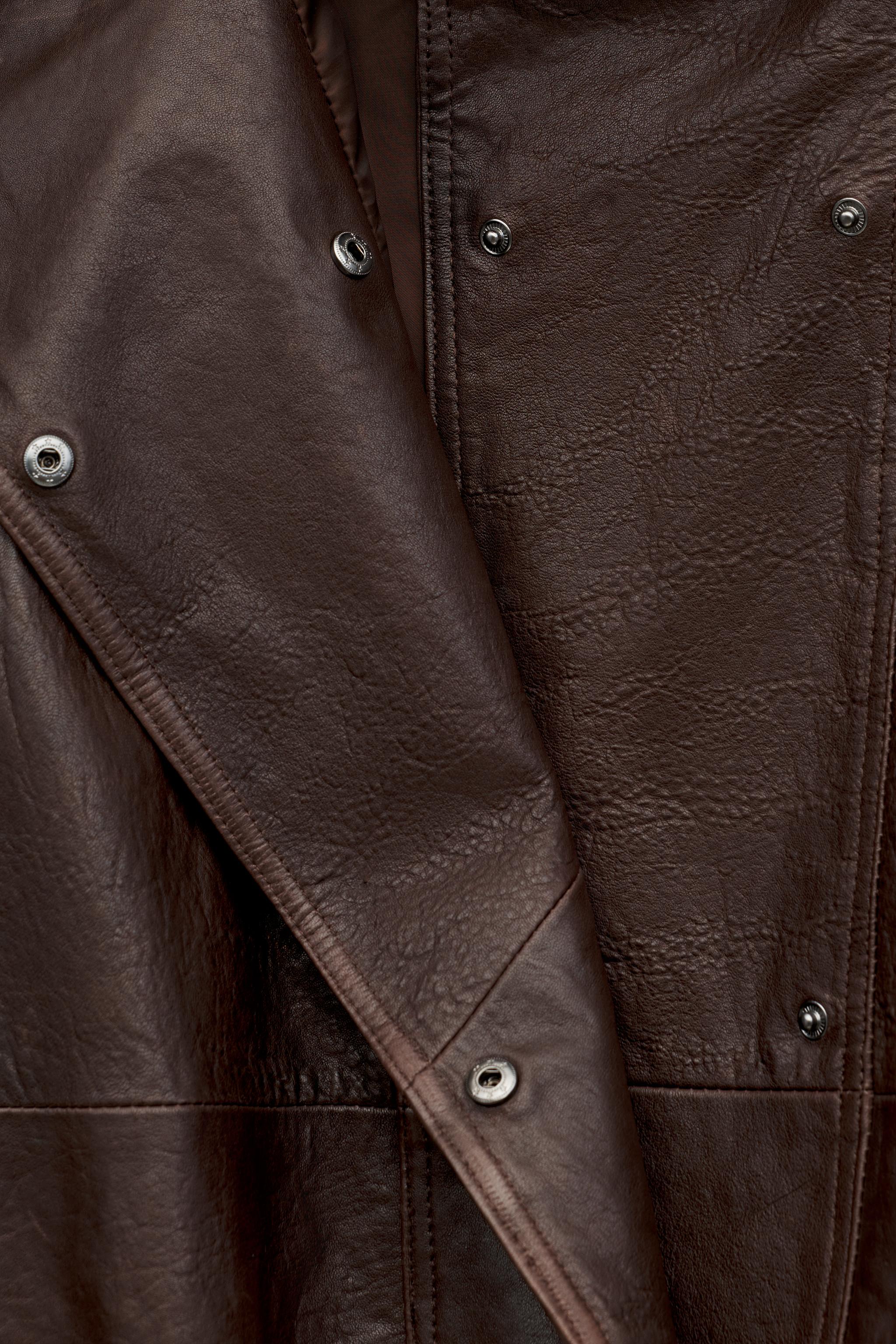 100% LEATHER STAND-COLLAR JACKET ZW COLLECTION