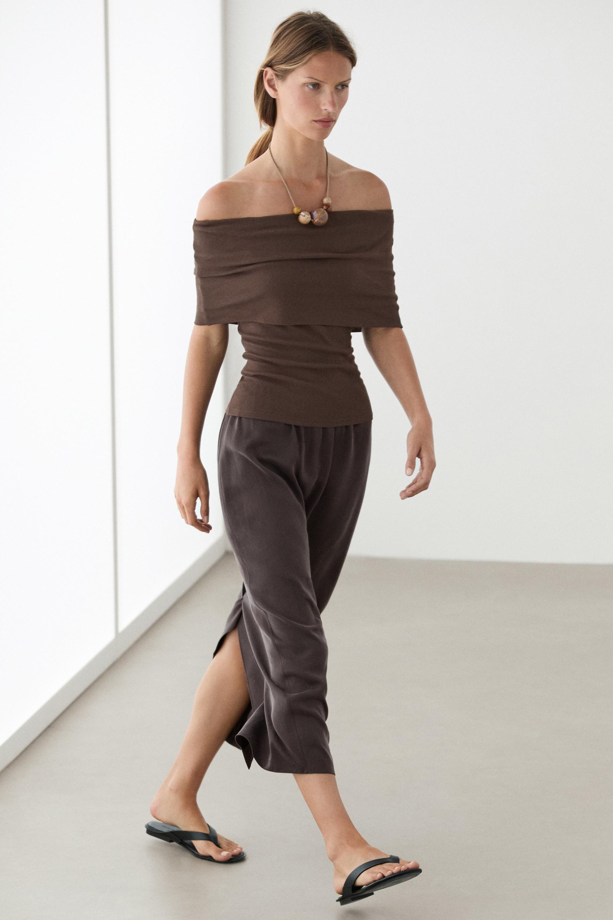 100% silk straight midi skirt