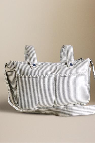 Zara STRIPED COTTON MATERNITY BAG - Gray