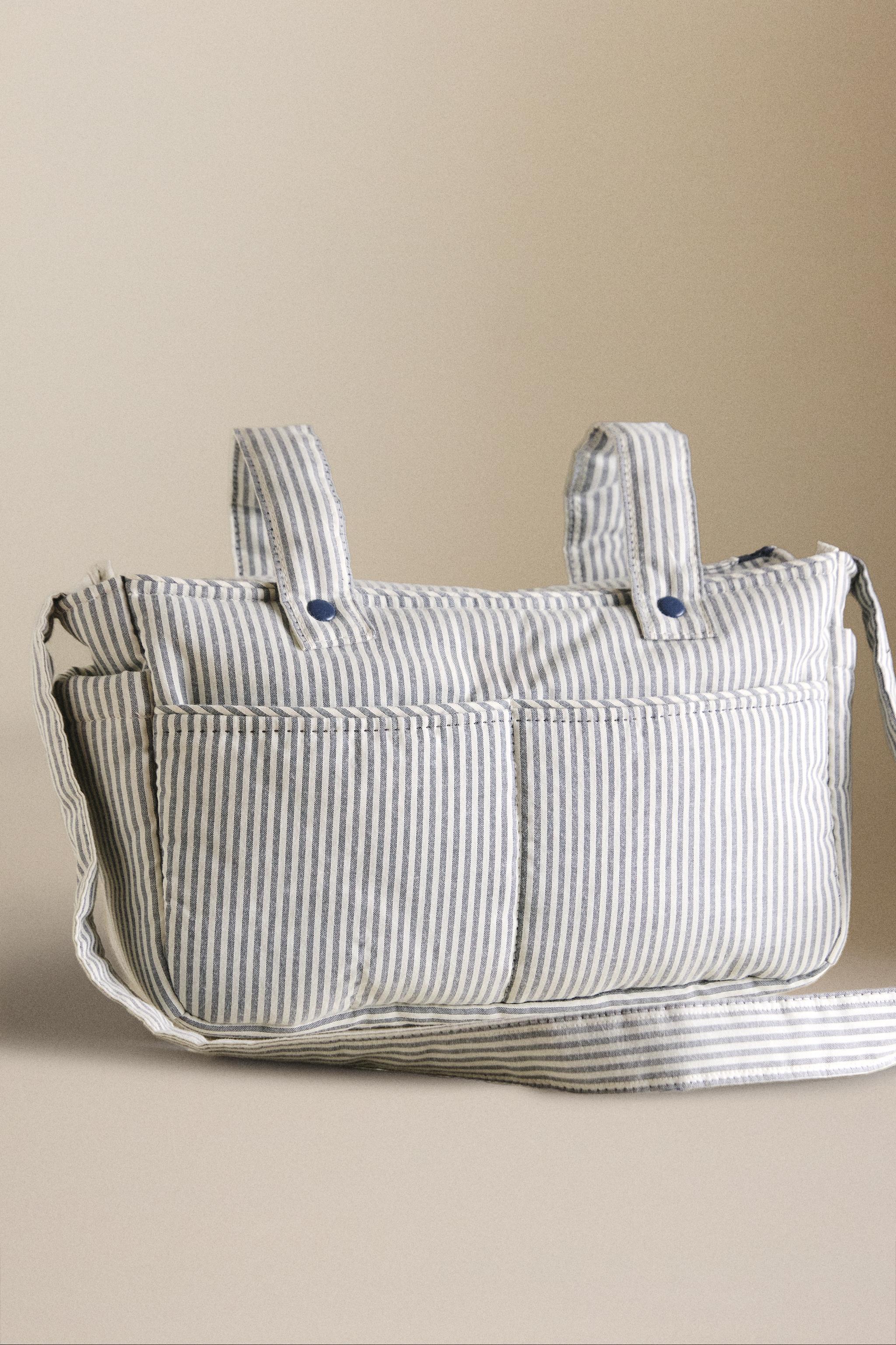 STRIPED COTTON MATERNITY BAG