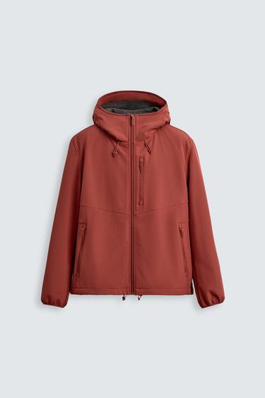 Zara COMBINED HOODED TECHNICAL JACKET - Red / Orange