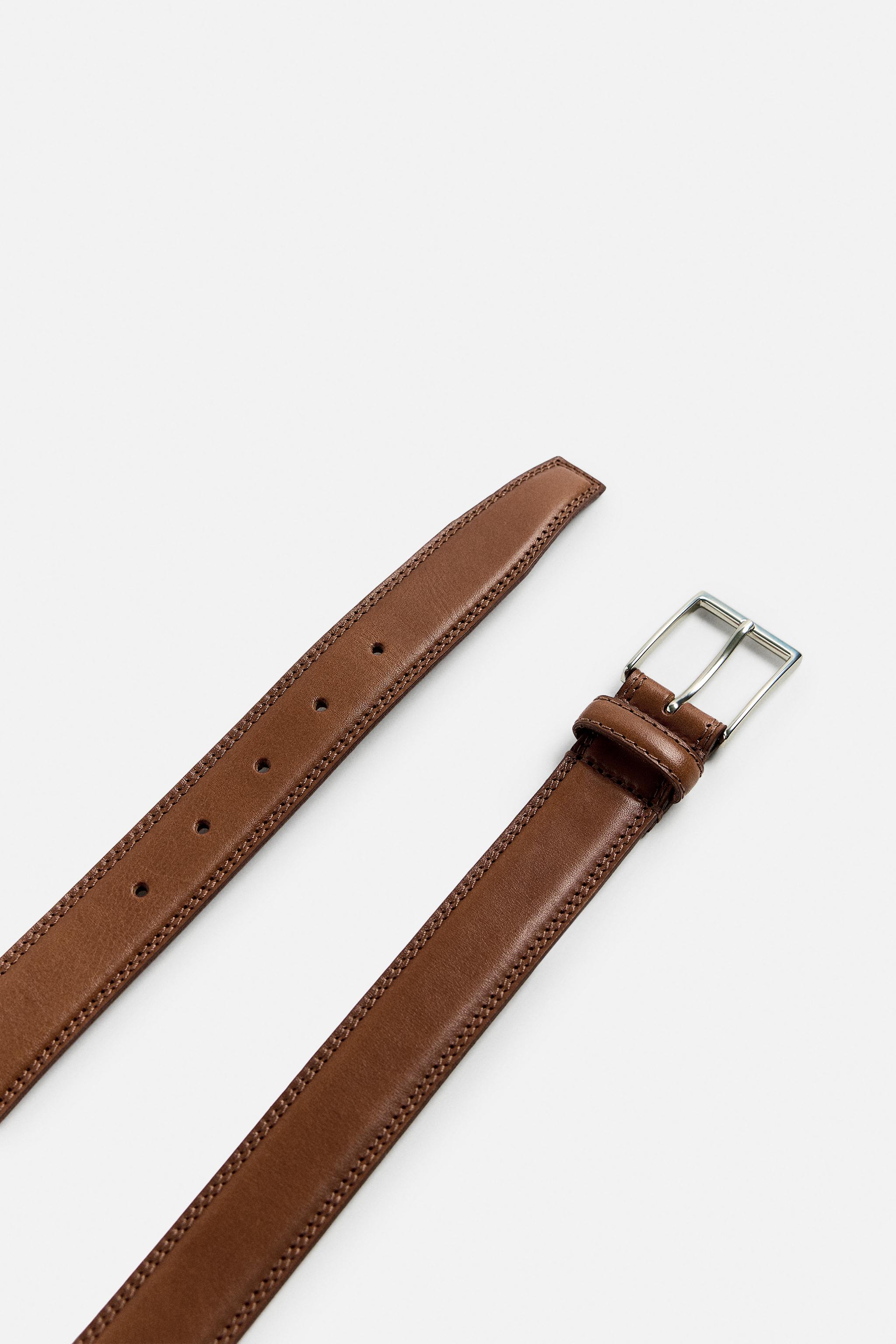 トップステッチ リアルレザー ベルト - レザー | ZARA Japan / 日本
