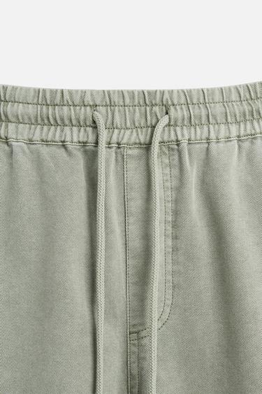 PANTALON EN COTON ET EN LIN - Kaki clair de Zara - Image 7