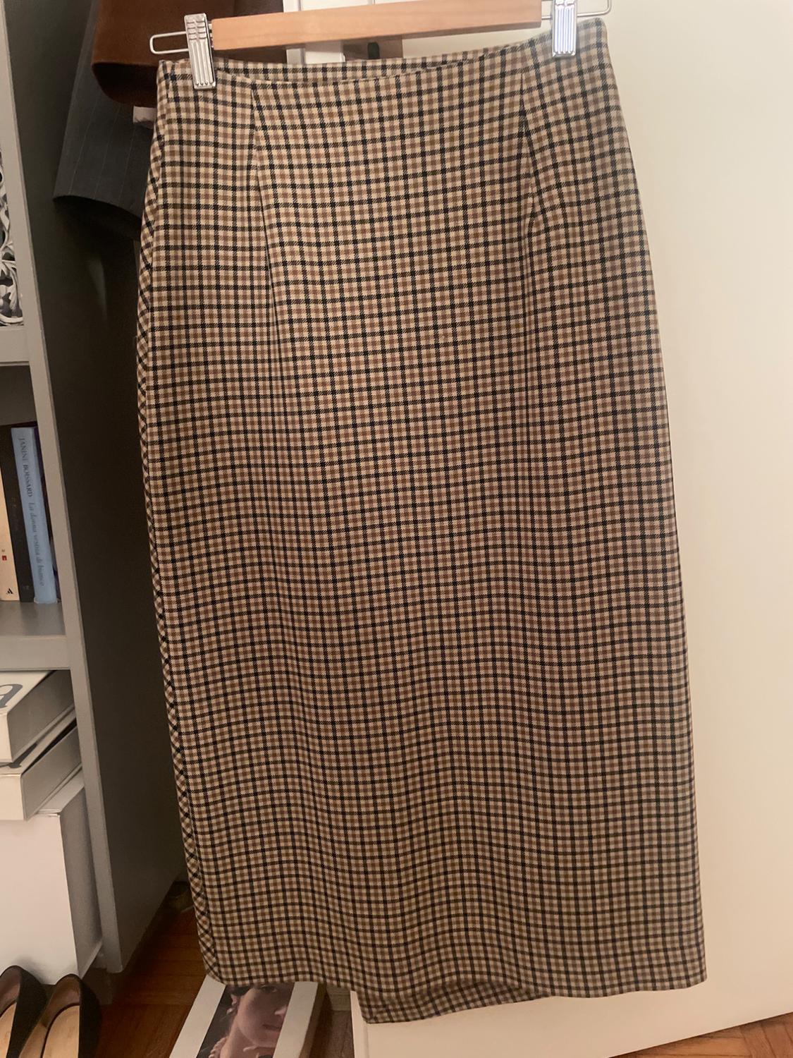 CHECKED WRAP-STYLE MIDI SKIRT - Image 2