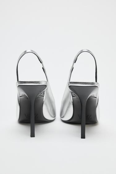 SANDALES À TALONS EFFET MÉTALLISÉ - Argent de Zara - Image 5