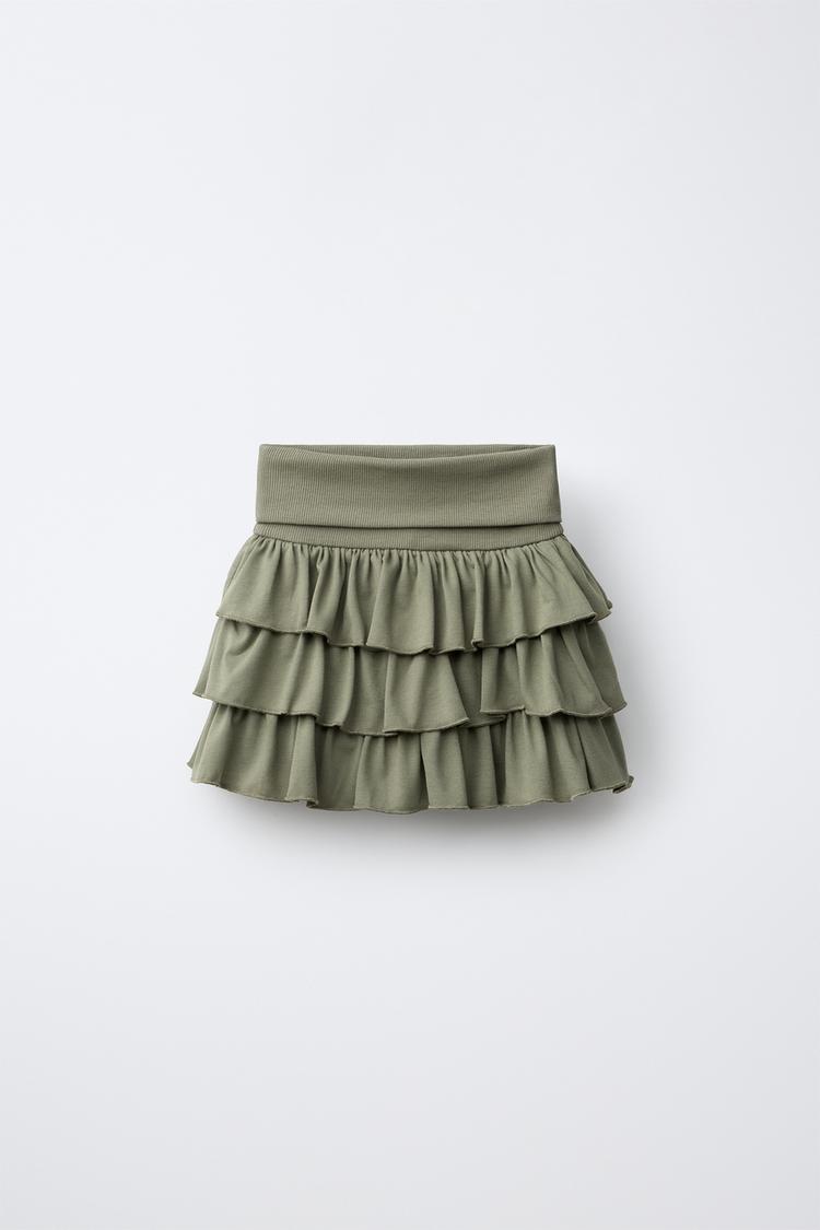 Falda pantalón con cintura doblada y volantes 2