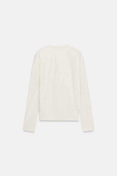 LONG-SLEEVE INTERLOCK T-SHIRT — Ecru 2