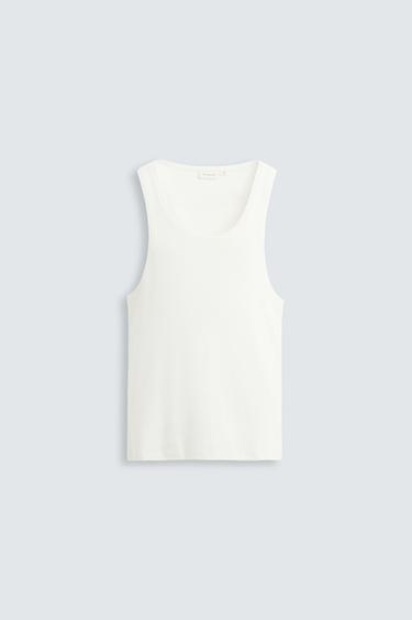 COTTON - HEMP RIBBED TANK TOP - Ecru by Zara