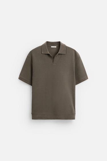 VERTICAL TEXTURED POLO SHIRT - Greenish by Zara
