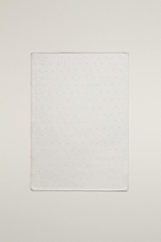 POINTELLE COTTON BABY BLANKET - Ecru by Zara - Image 0