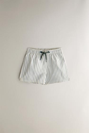 BERMUDA DE BANHO DE PRAIA INFANTIL LISTRADA - Cru / Verde da Zara