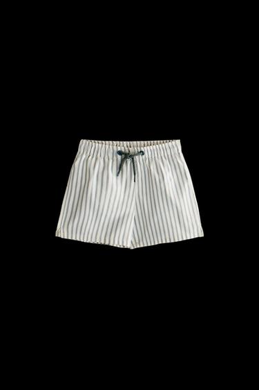 CHILDREN’S STRIPED BEACH SWIMMING TRUNKS - Crudo / Verde de Zara - Imagen 0