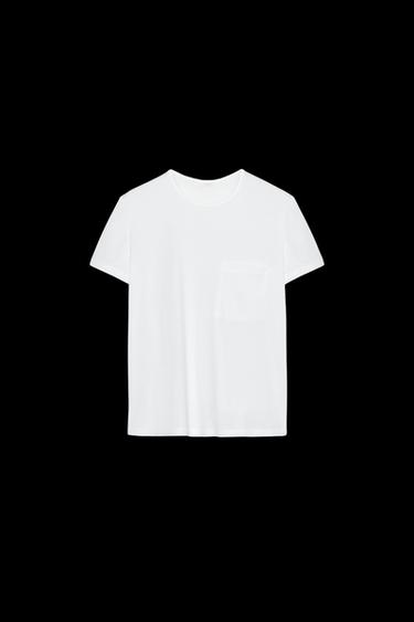 Zara MERCERIZED COTTON T-SHIRT - White - Image 0