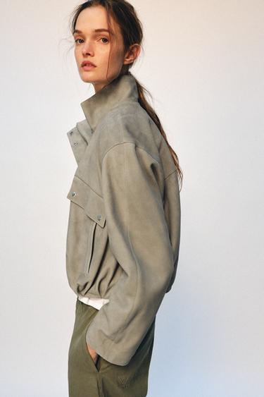 ZW COLLECTION LIMITED EDITION SUEDE LEATHER JACKET - Pearl grey by Zara - Image 1