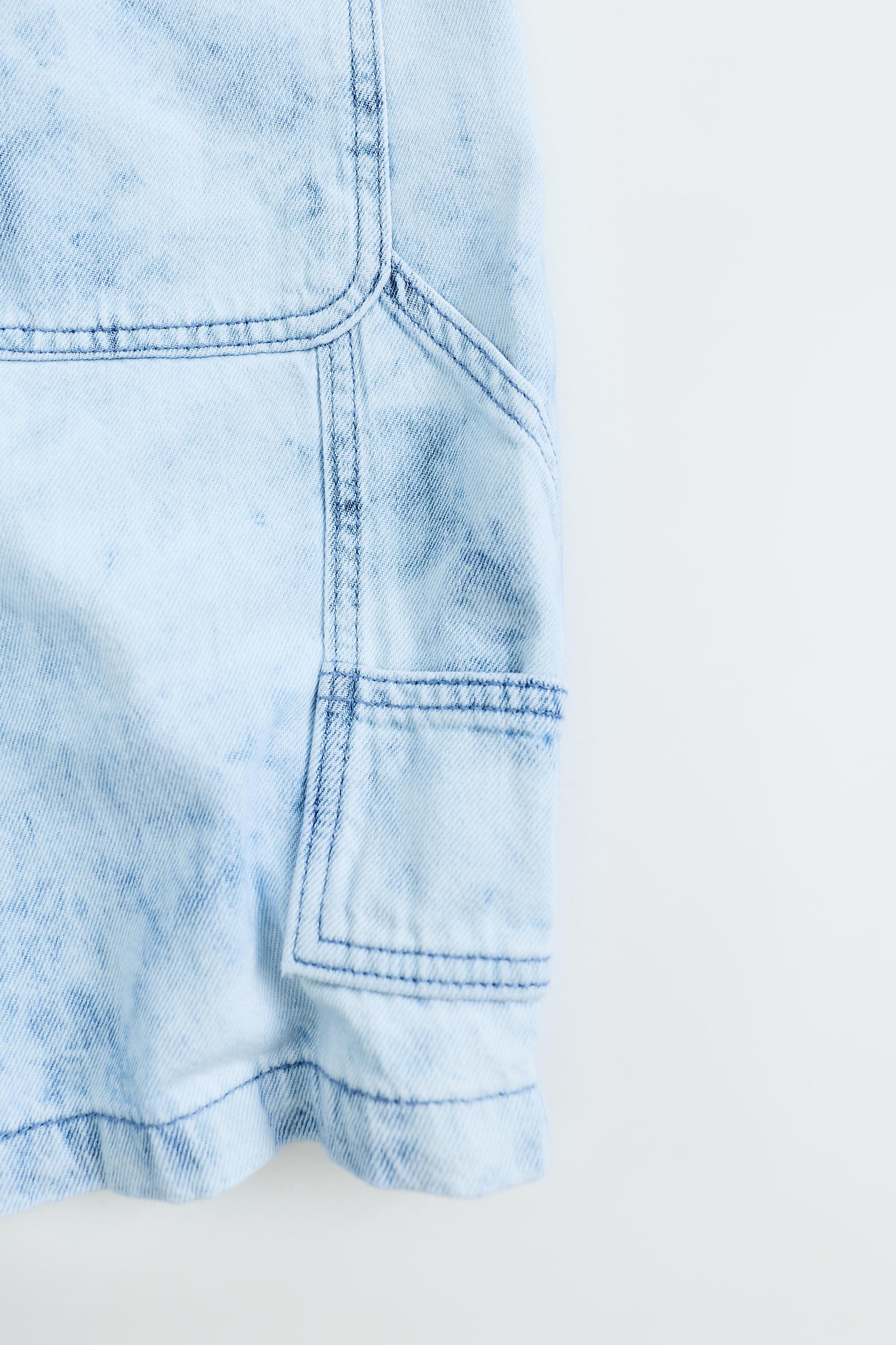 TIE-DYE DENIM SHORTS — Light blue