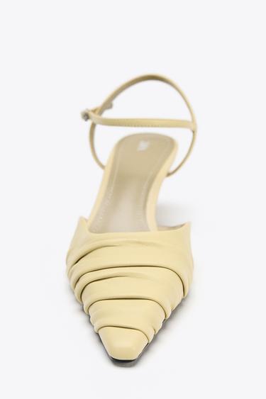 TALONS EN CUIR FRONCÉ - Jaune clair de Zara - Image 3