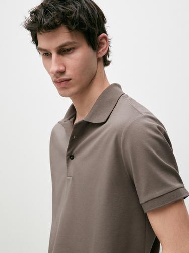 Polo manga corta mezcla algodón - Visón de Zara