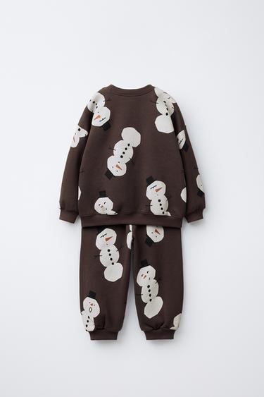 SNOWMEN PRINT JOGGING SET - Brown by Zara - Image 1