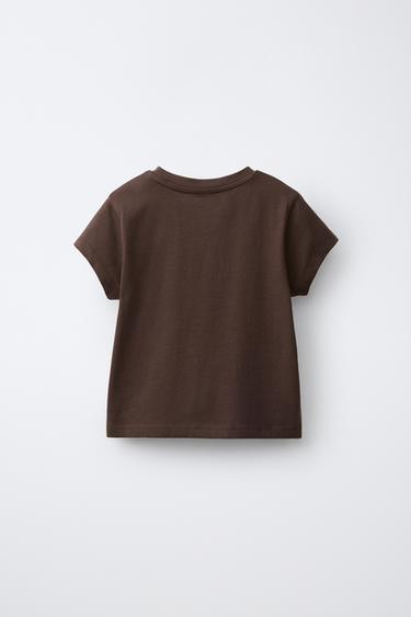 SLOGAN PRINT T-SHIRT - Brown by Zara - Image 1