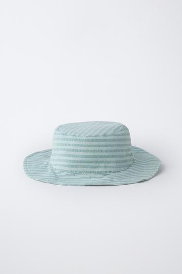 CHAPEAU BOB IMPRIMÉ RAYURES - Vert d'eau de Zara - Image 3