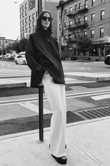 ZW COLLECTION CAPE JACKET WITH TABS - Navy blue by Zara