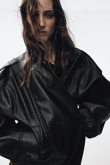 Zara FAUX LEATHER JACKET - Black