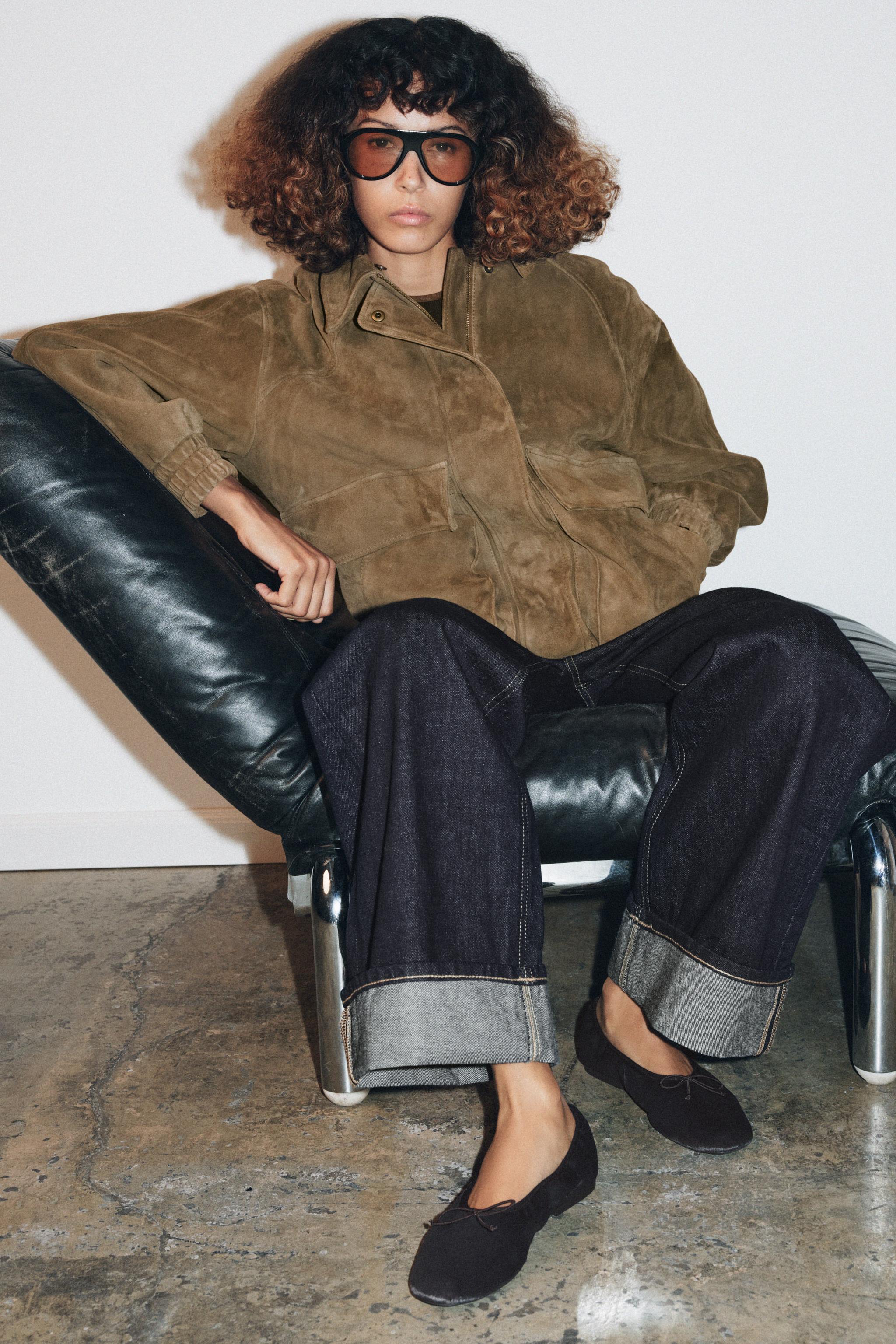 ベルベット風リボン付きバレリーナ - グレー | ZARA Japan / 日本