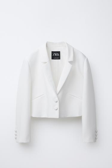 CROPPED BLAZER - White by Zara - Image 0