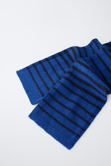 STRIPED KNIT SCARF — Bluish 2
