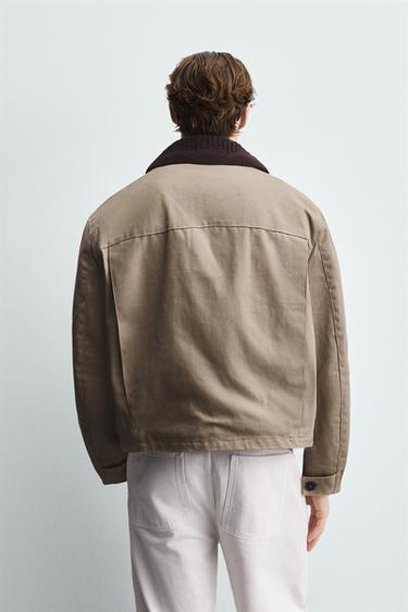 CONTRAST CROCHET COLLAR JACKET - camel by Zara - Image 2